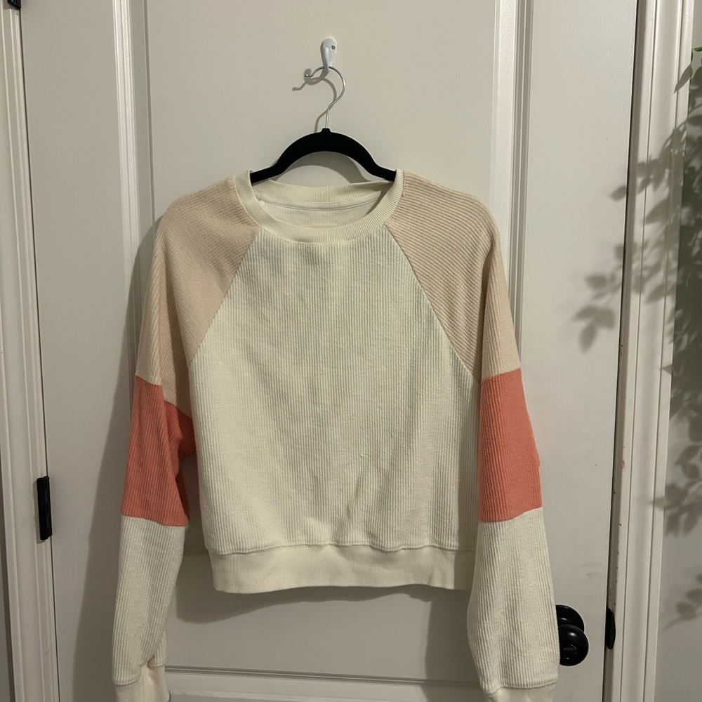 Thread & Supply Ivory and Peach Raglan Sweatshirt